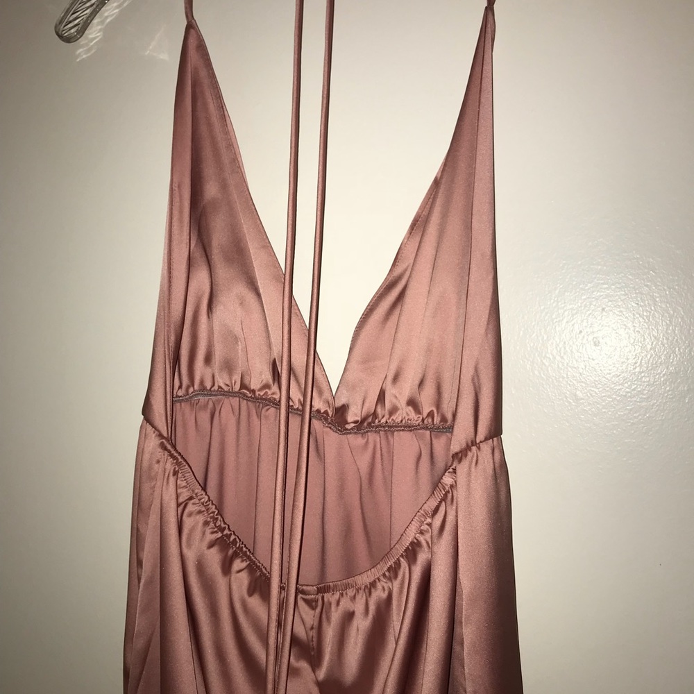 Plunging V-Neck Silky Open Back Dress